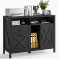 thumbnail image 1 of Lateral File Cabinet with 2 Drawers and Door, Farmhouse File Cabinet for A4/Letter Size Hanging Files, Large Wood File Storage Cabinets Printer Stand with Open Space for Home Office Furniture, Black, 1 of 14