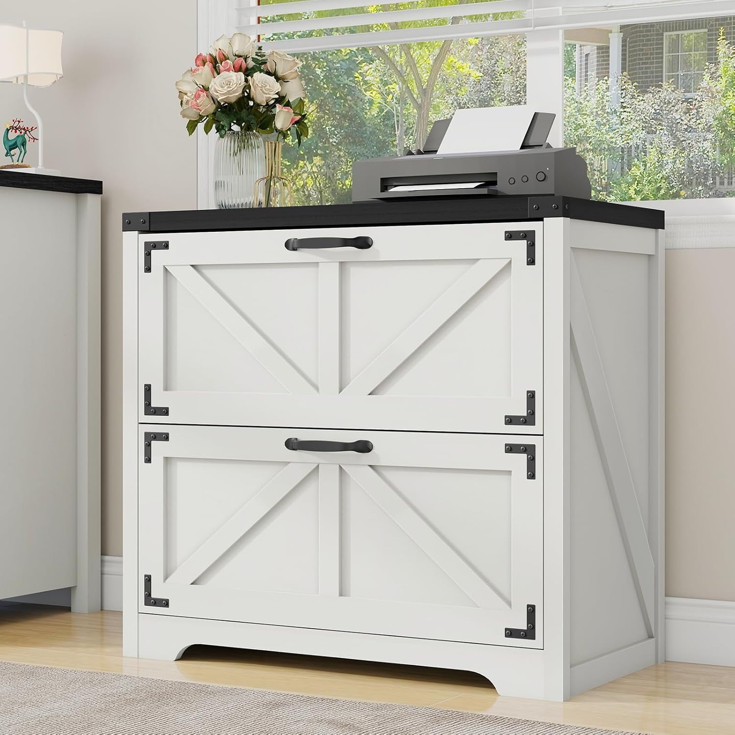 Lateral File with 2 Drawers Farmhouse File for Letter