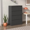thumbnail image 1 of Lateral File Cabinet 4 Drawer, Black Filing Cabinet with Lock, Lockable File Cabinet for Home Office, Locking Metal File Cabinet for Legal/Letter/A4/F4 Size, 1 of 5