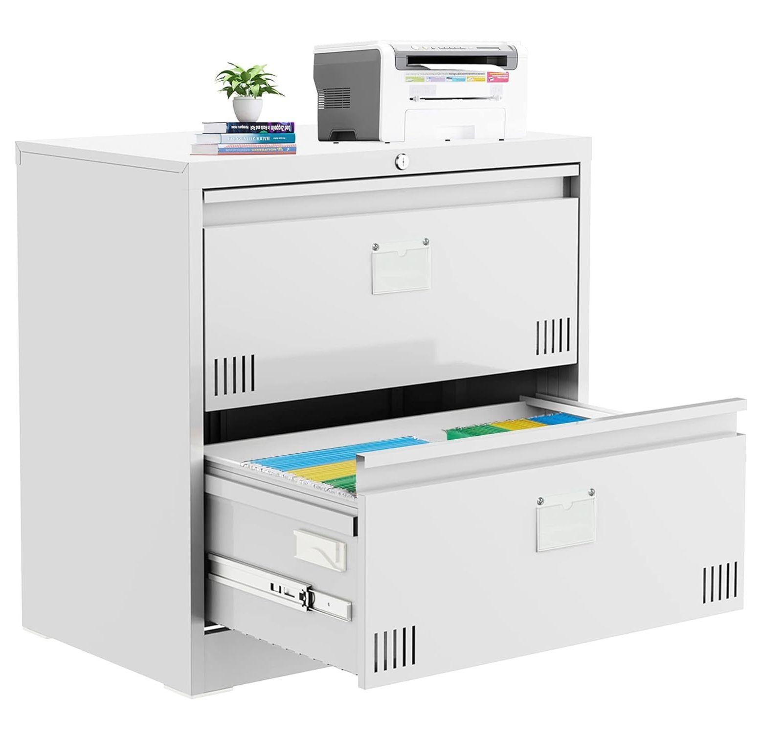 Lateral File with Lock, 2 Drawer Filing Vertical Metal
