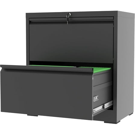 Lateral File Cabinet with Lock, 2 Drawer Metal Filing Cabinet, File Cabinet Organizer for Home Office, Easy Assembly, Lockingl File Cabinets for Legal/Letter/A4, 15.75"D x 26.76"W x 28.5"H,Black