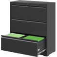 thumbnail image 1 of Lateral File Cabinet with Lock, 3 Drawer Metal Filing Cabinet, File Cabinet Organizer for Home Office, Easy Assembly, Lockingl File Cabinets for Legal/Letter/A4, 35.43"W x 15.75"D x 40.39"H,Black, 1 of 9