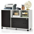thumbnail image 1 of Lateral File Cabinet with Lock, Filing Cabinet for Legal/Letter/A4 Size Files, 40” Printer Stand with Open Storage Shelves for Home Office, Mobile File Cabinets on Wheels, 1 of 8