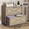 thumbnail image 1 of Lateral File Cabinet with Charging Station for Letter/Legal/A4 Size Hanging Files, Large Wood File Storage Cabinets Printer Stand for Home Office, 1 of 13