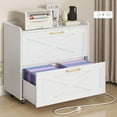 thumbnail image 1 of Lateral File Cabinet with Charging Station for Letter/Legal/A4 Size Hanging Files, Large Wood File Storage Cabinets Printer Stand for Home Office, 1 of 14