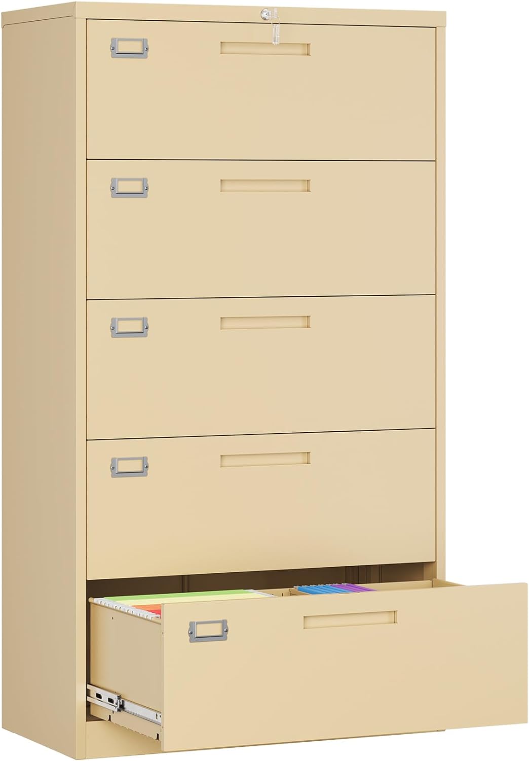 Lateral File with Lock, 5 Drawer Metal File 35.4" Wide
