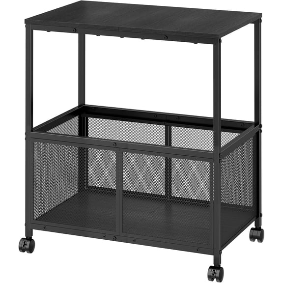 Lateral File Cabinets Rolling File Cart, Mobile Hanging File Cabinet with Wheels, Printer Stand File Organizer File Cabinet for Home Office, Black