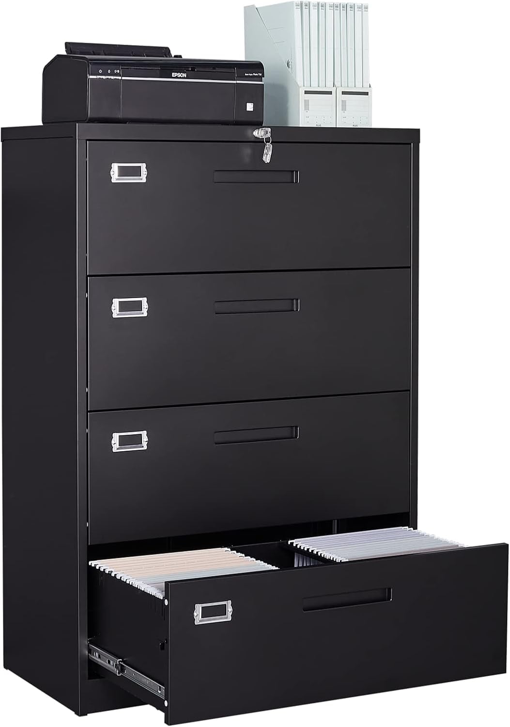 Lateral Filing Cabinets for Home Office, Office Storage Drawers with Lock for Hanging Files Legal/Letter A4 Size, Assemble Required