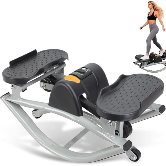 Lateral Rocking Fitness Stepper, Full Body Workout Stepper for Home Apartment Dorm Office, Portable Silent Low-Impact Hydraulic Exercise Machine for Men Women