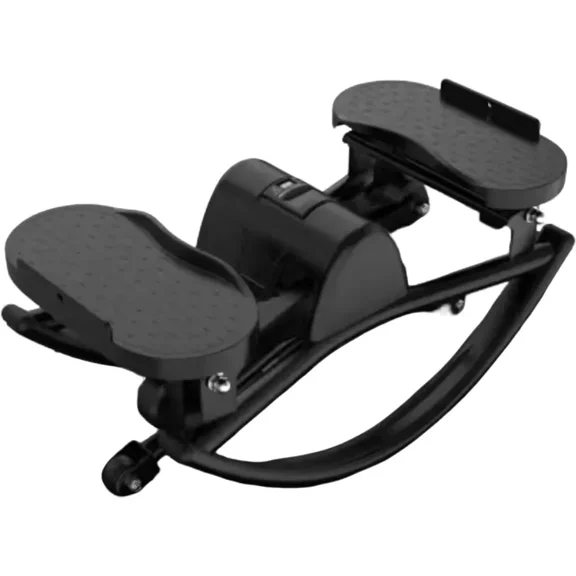 Lateral Rocking Stepper for Home Gym, Black Side-to-Side Mini Stair Stepper Machine with Resistance Bands, Anti-Slip Mat & LCD, 330 LB Capacity