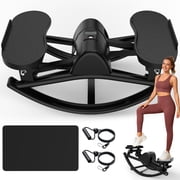Lateral Stepper Exercise Machine, Rocking Stair Stepper with Resistance Bands & LCD Monitor, Full-Body Workout Step Machine for Home Gym, Black