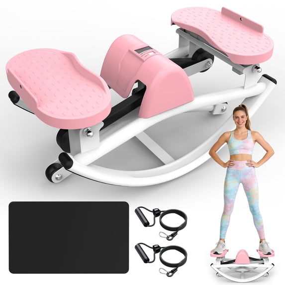 Fahuac Lateral Stepper Machine for Exercise-Rocking Stepper Machine with Resistance Bands & Anti-Slip Mat and LCD Monitor, Professional Stair Stepper for Home Workout