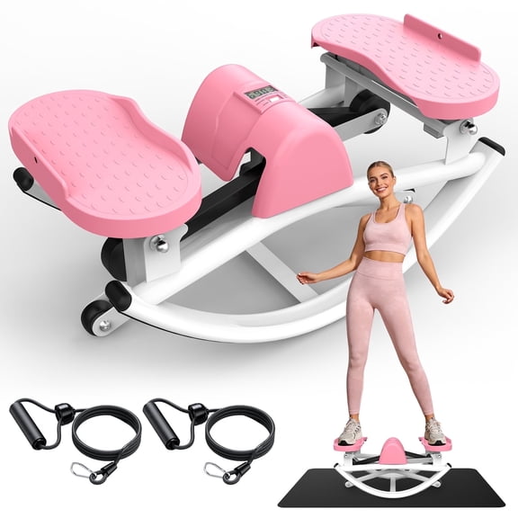 SAYGOGO Lateral Stepper for Exercise-Rocking Stepper Machine with Resistance Bands & Anti-Slip Mat and LCD Monitor, Professional Stair Stepper for Home Workout