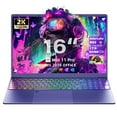 thumbnail image 1 of Latest Rumtuk 16" Purple Laptop, Win 11 Pro/Office 2019, Celeron N95 CPU, 12G LPDDR5 RAM, 1T NVMe SSD , 2K FHD IPS , Color Backlit KB, Finger Print, USB3.0, PC NotebookPerfect for Game/Work/Study, 1 of 11
