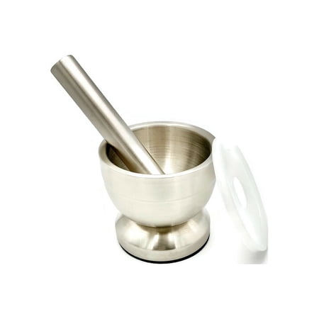 Latest 2022 Stainless Steel Pill Crusher Spice Coffee Grinder Mortar Pestle Set with Silicone Lid