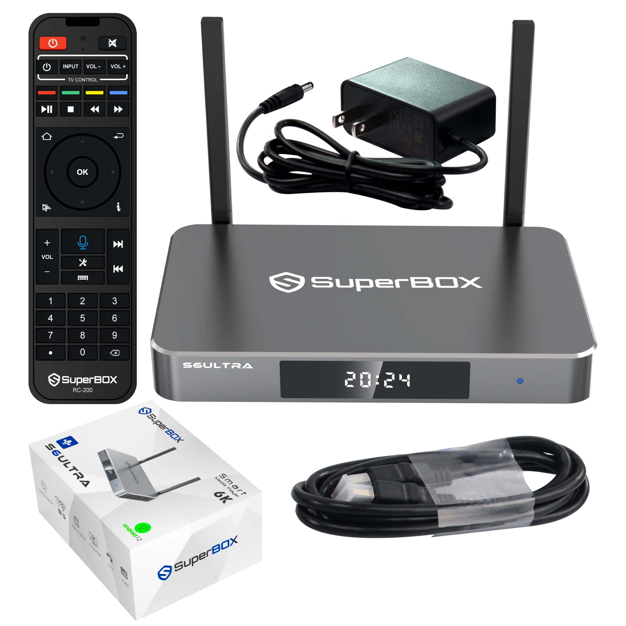 Latest 2025 SuperBox S6 Ultra,4G RAM+128G ROM, Voice Remote, Time Shift ,Parental Controls,Super Box Media Box S6Ultra With 3 Gifts, 6K HDMI, 2T2R Wifi, Android 6, Easy Setup Guide