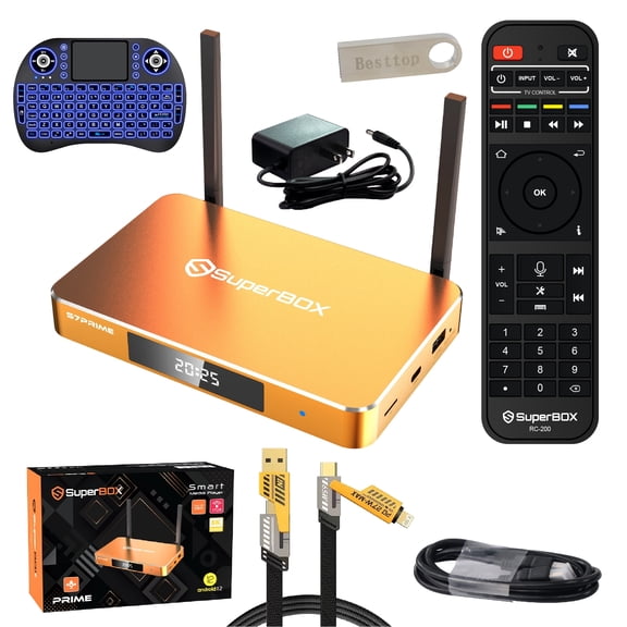 Latest 2026 S-uperbox S-7 Prime Fully Loaded, Super Smart TV Box S-7prime with Voice Remote, 7-day Time Shif & Parental Controls, Poweful Media TV Box with Android 12, Wifi 6, 6K