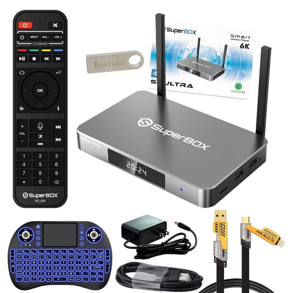 Latest 2026 SuperBox S7 Ultra,4G RAM+128G ROM, Voice Remote, 7-day Time Shift ,Parental Controls, Super Box Media Box S7ultra with Easy Setup Guide