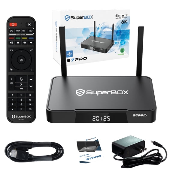 Latest 2026 SuperBox S7 Pro ,2026 Newest Pack,4G+32G Powerful Smart Box,7Days Time Shift, Parental Control Time,Super Powerful TV Box with Voice Remote Control,Ideal for Home