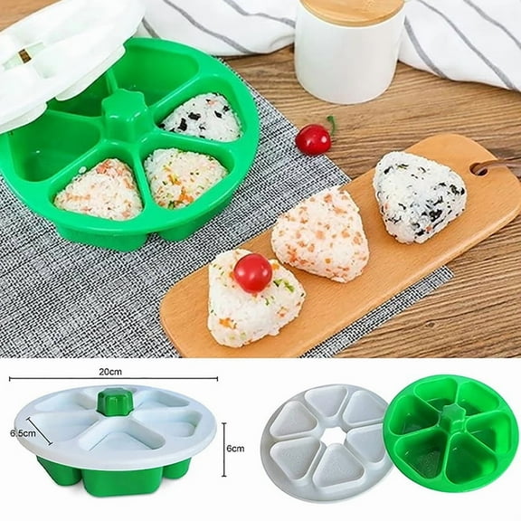 Latest 6 Compartment Rice Ball Maker Press Non-Stick DIY Plastic Triangular Sushi Rice Ball Mold Kitchen Tool Lunch Box