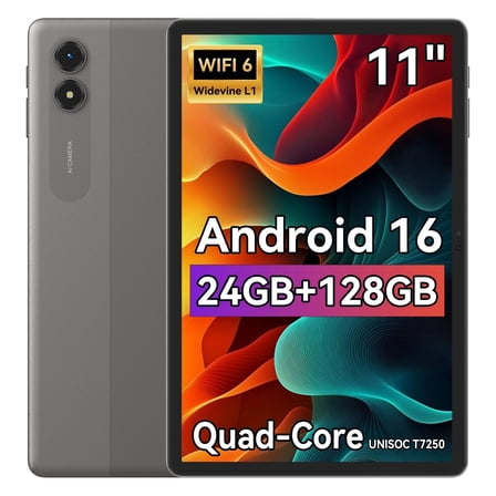 Android 16 AI Tablet,11 Inch Tablet with 24GB RAM 128GB ROM,Octa-Core T7250 Processor,90Hz Display,8000mAh Battery with Fast Charging & OTG Reverse Charge,Gemini AI Tablets