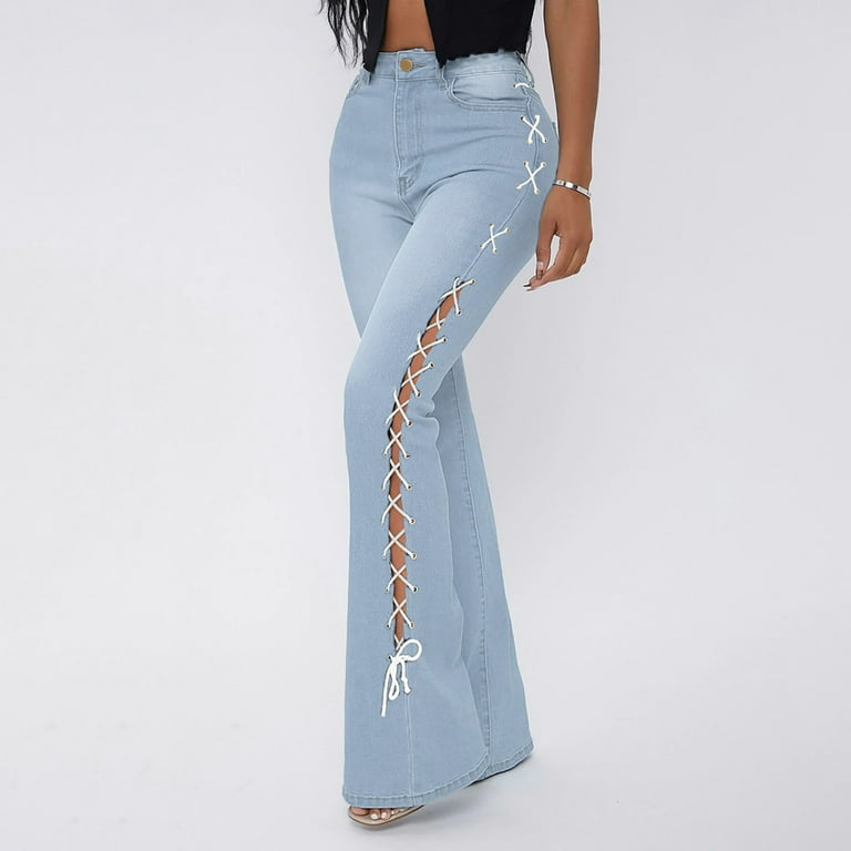Bell Bottom Blues Jeans - White  Bell bottom jeans outfit, White
