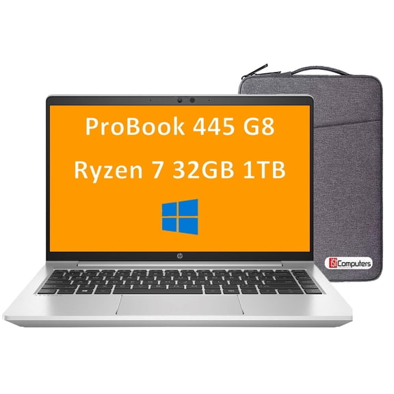 Latest HP ProBook 445 G8 14" FHD (32GB DDR4 RAM, 1TB PCIe SSD, AMD 8-Core Ryzen 7 5800U (Beats i7-10750H)), 1080p IPS Business Laptop, Backlit KB, Type-C, Webcam, IST Computers Sleeve, Windows 10 Pro