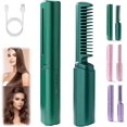 thumbnail image 1 of Latest Hairdressing Comb, Ceramic Hair Dressing Comb, Rechargeable Portable Hair Straightener Brush Hair Straightener Combs for All Hair (Green), 1 of 10