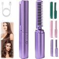 thumbnail image 1 of Latest Hairdressing Comb, Ceramic Hair Dressing Comb, Rechargeable Portable Hair Straightener Brush Hair Straightener Combs for All Hair (Purple), 1 of 9