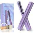 thumbnail image 1 of Latest Hairdressing Comb, Portable Ceramic Hair Dressing Comb with 3 Temp Settings, Rechargeable Mini Dual Purpose Curling Iron, Cordless 2-in-1 Touch-Up Combs for Less Frizz, Shines & Smooth (Purple), 1 of 8
