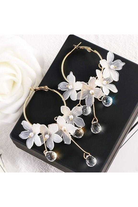 Latest Model Metal Circle Accessories Women Crystal Dangle Earrings Drop Earrings Fashion Jewelry
