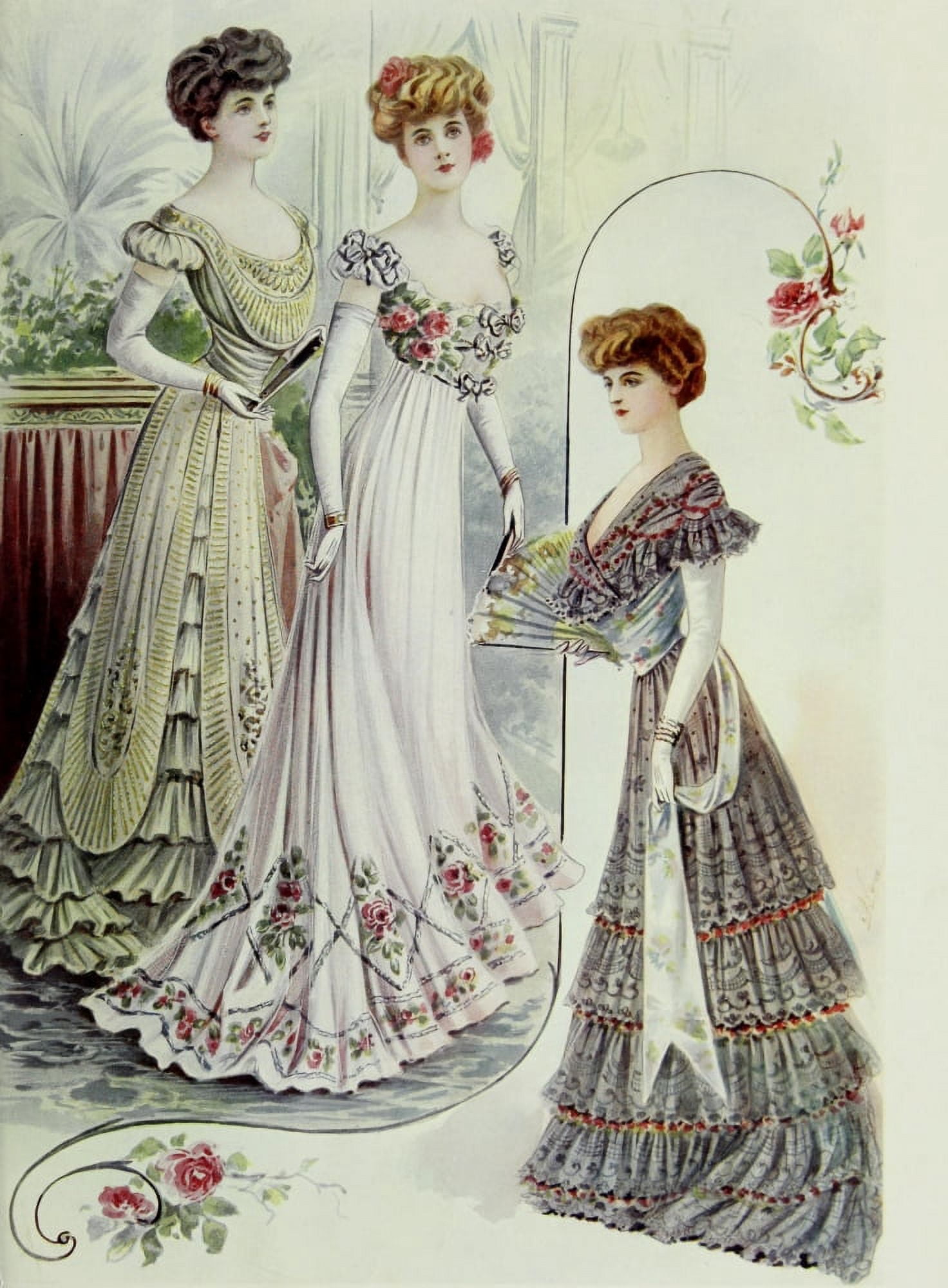 Latest Paris Fashions 1877 Ball Gowns Canvas Art - Unknown (18 x 24)