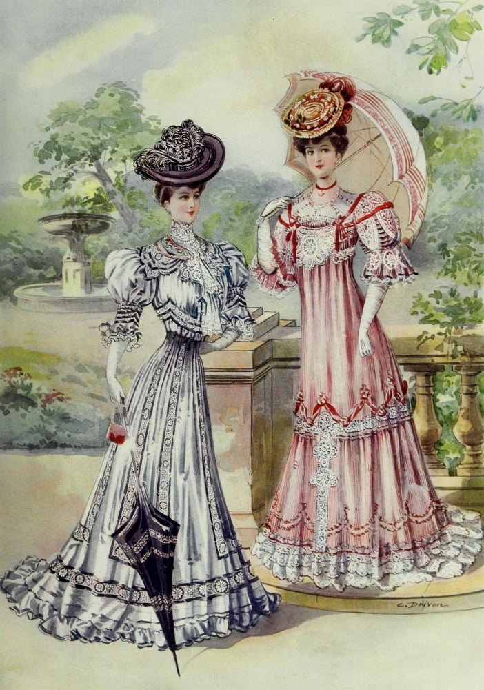 Latest Paris Fashions 1877 Costumes DEte Canvas Art - Unknown (24 x 36)