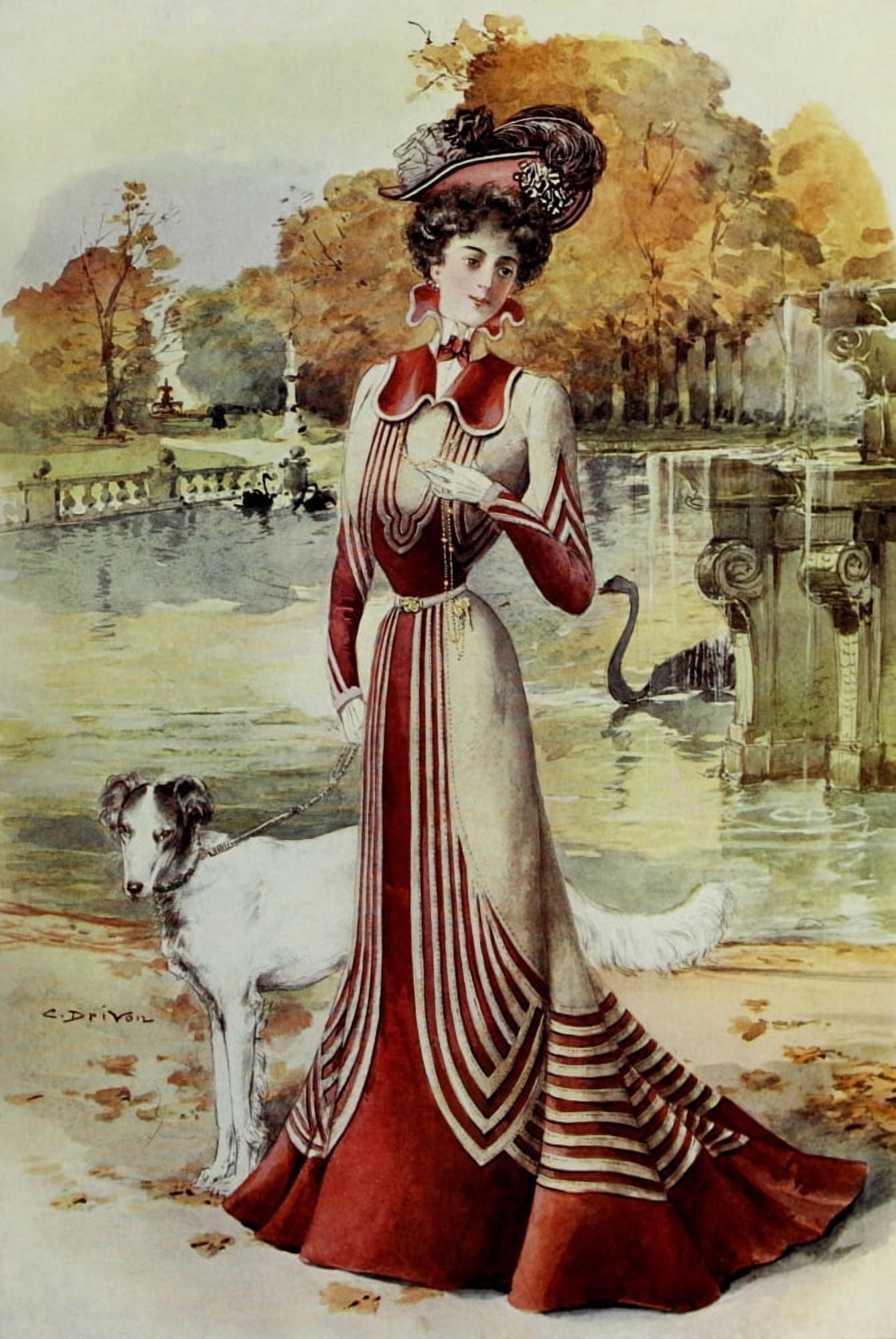 Latest Paris Fashions 1877 Early Autumn Costume Canvas Art - Unknown (24 x 36)
