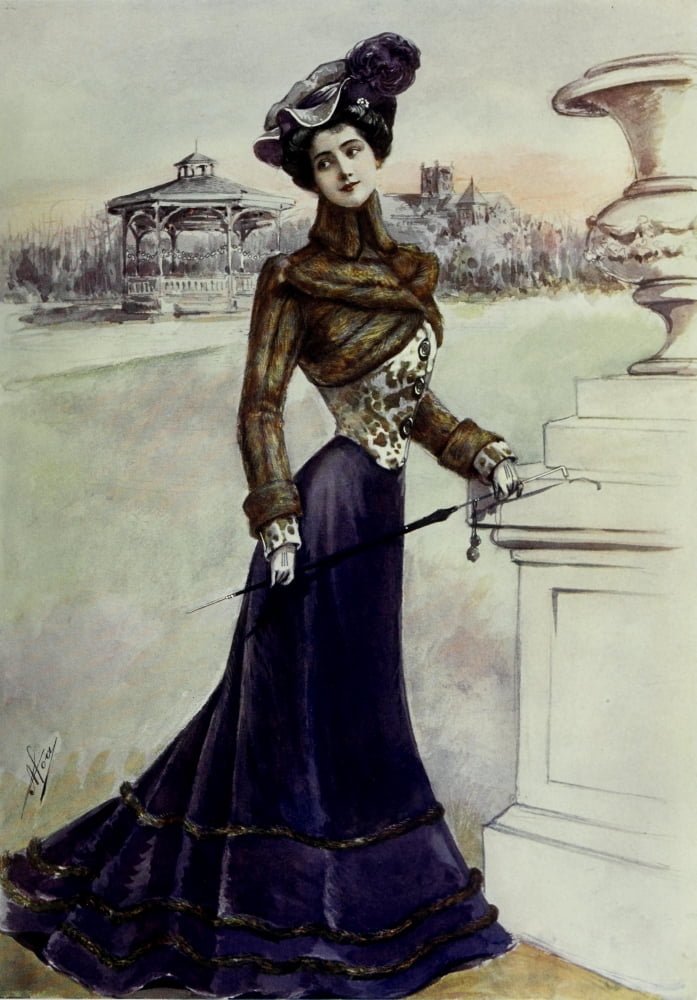 Latest Paris Fashions 1877 Elegant Costume pour LHiver Canvas Art - Unknown (24 x 36)