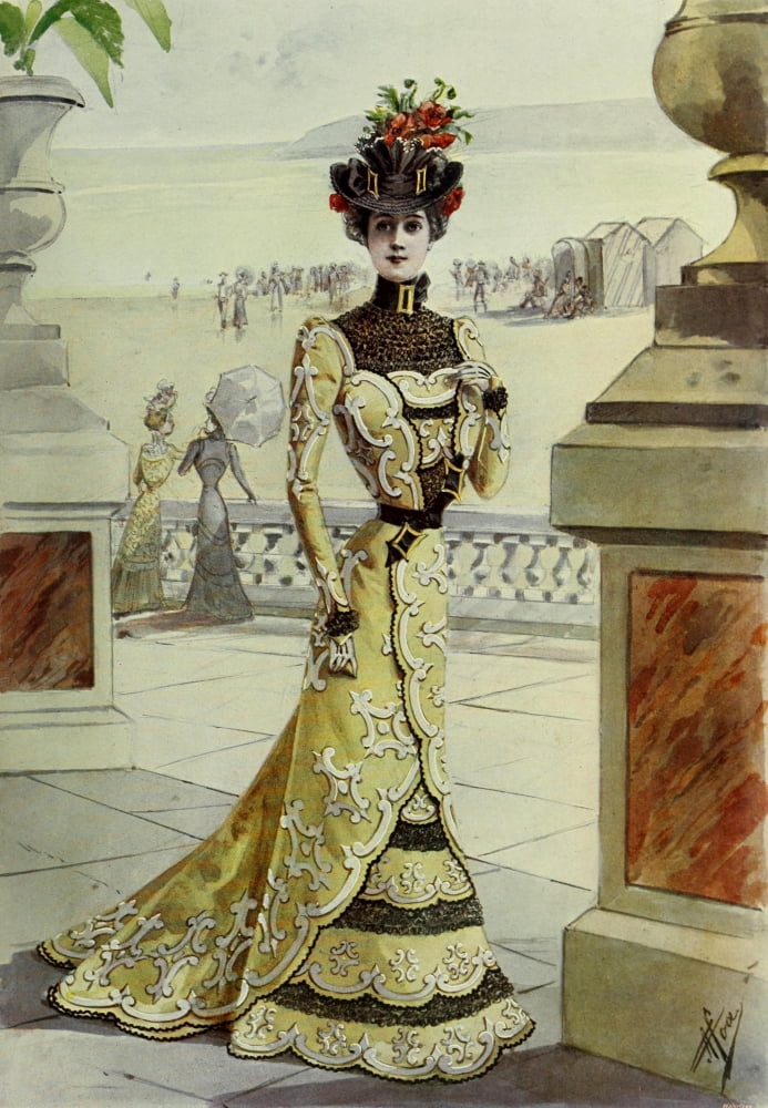 Latest Paris Fashions 1877 Etretat de Cauville Toilette Canvas Art - Unknown (24 x 36)
