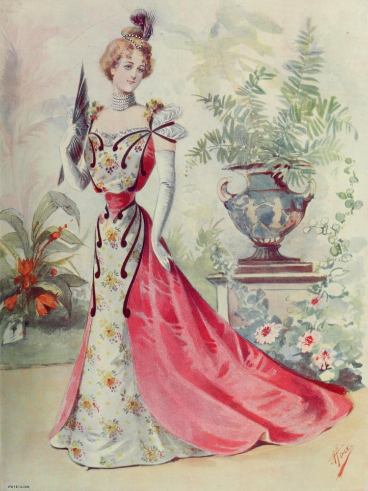 Latest Paris Fashions 1877 French Reception Costume Canvas Art - Unknown (24 x 36)