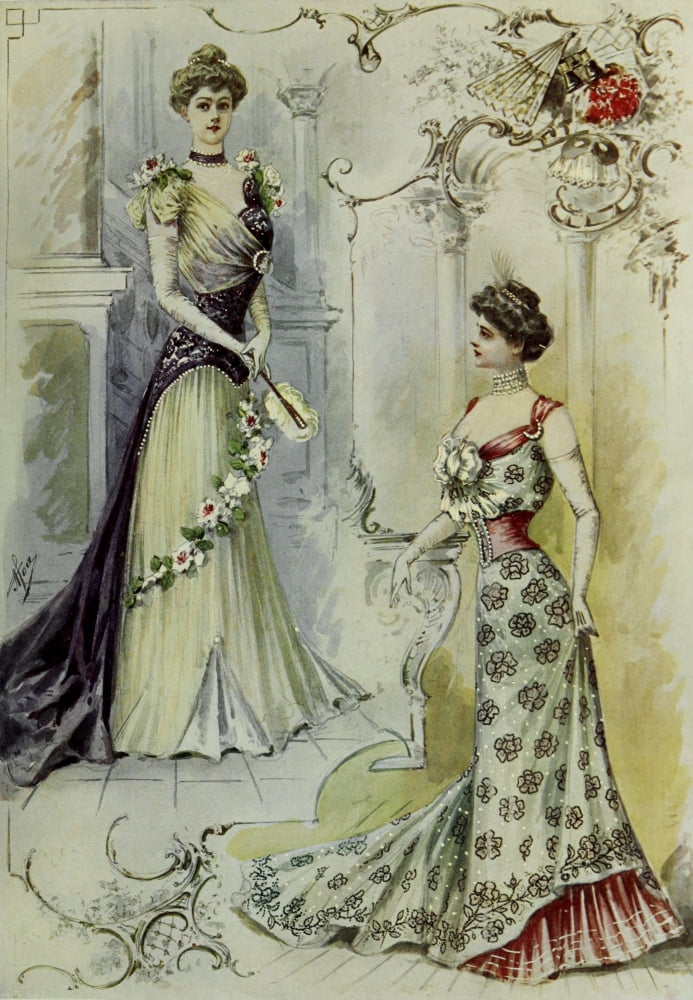 Latest Paris Fashions 1877 Jolies Robes de Soiree Canvas Art - Unknown (18 x 24)