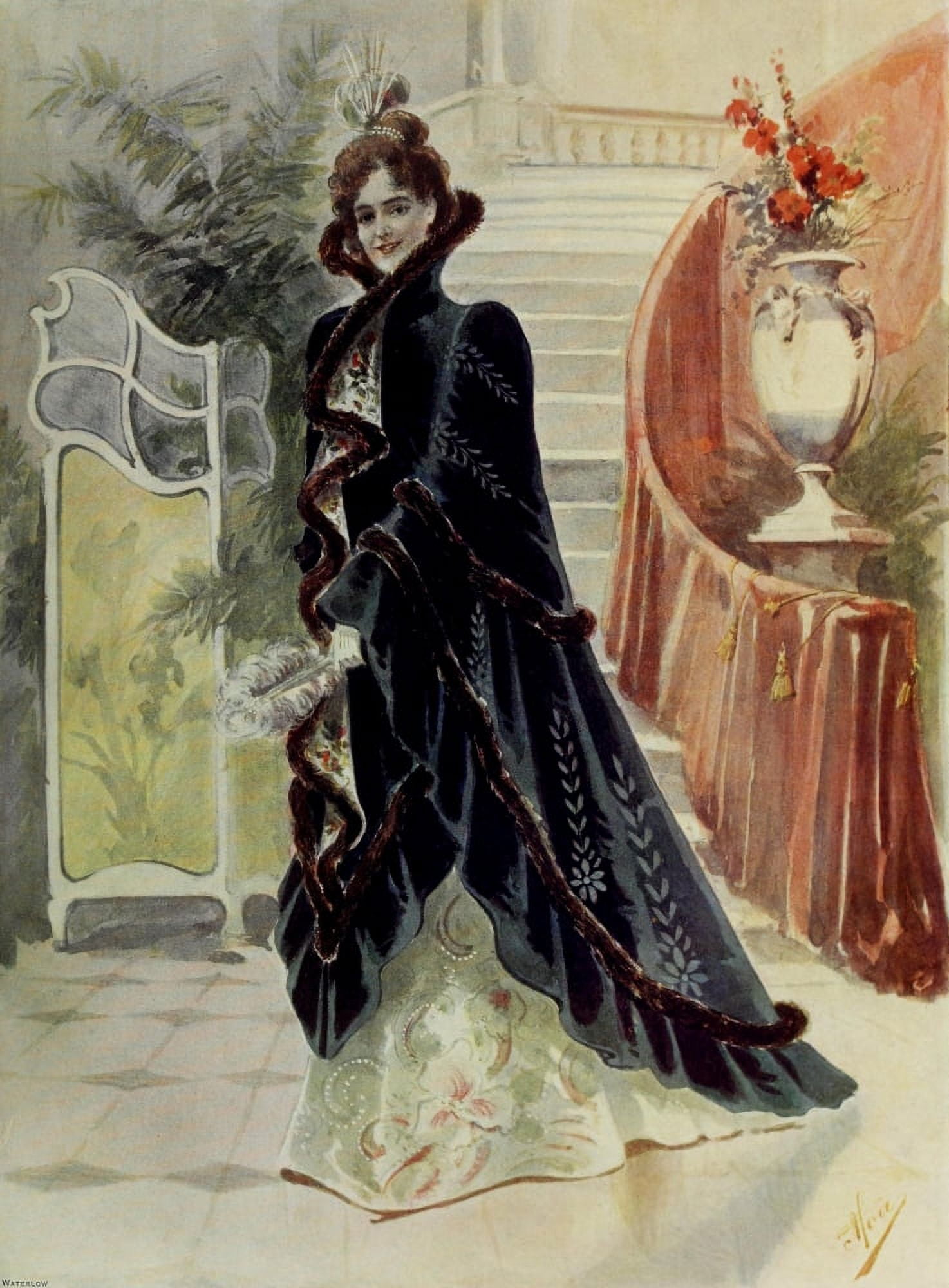 Latest Paris Fashions 1877 Paris Opera Cloak Canvas Art - Unknown (24 x 36)