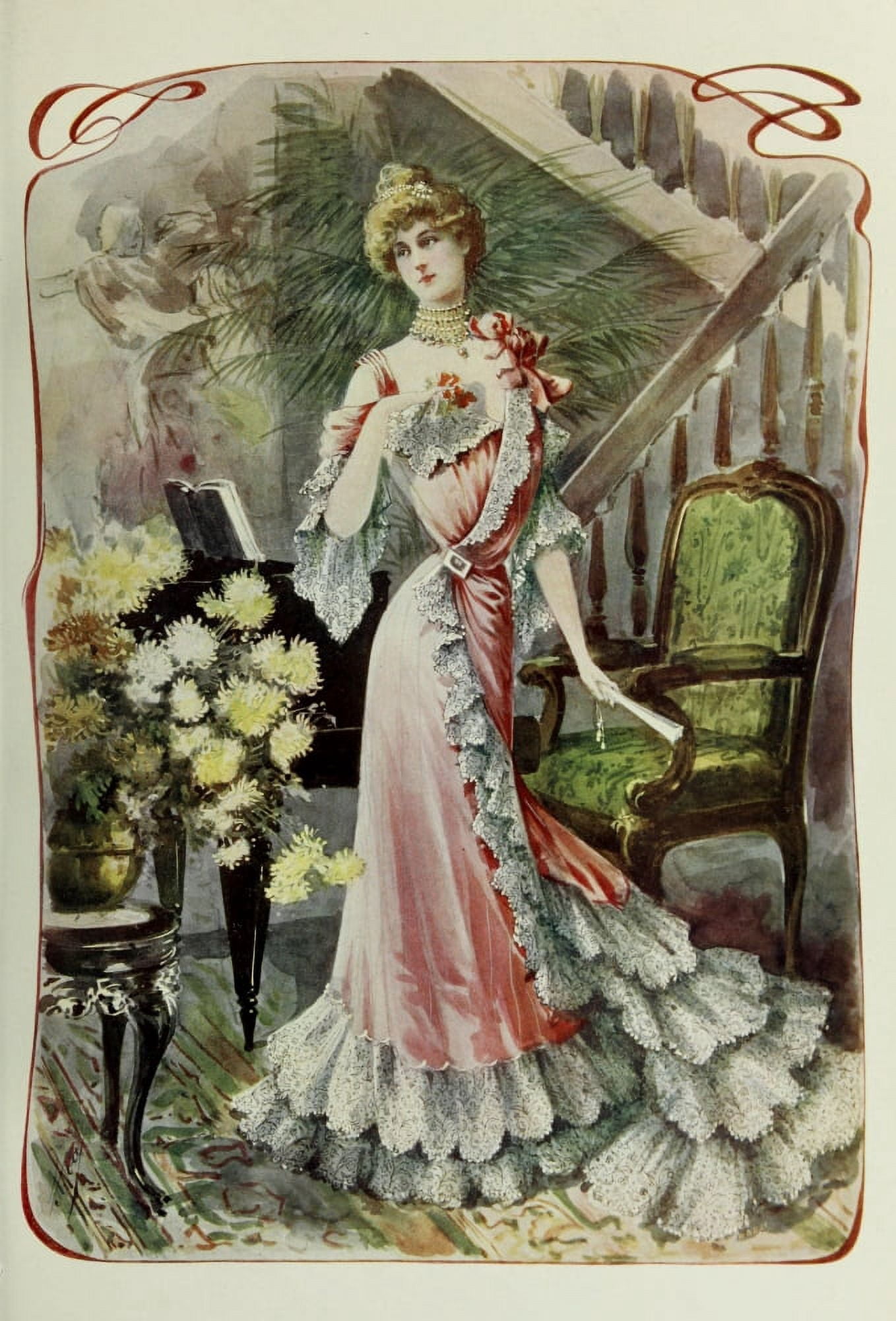 Latest Paris Fashions 1877 Robe Princesse Reception Canvas Art - Unknown (18 x 24)