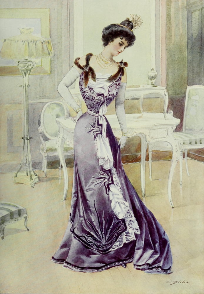 Latest Paris Fashions 1877 Robe de Bal Canvas Art - Unknown (24 x 36)