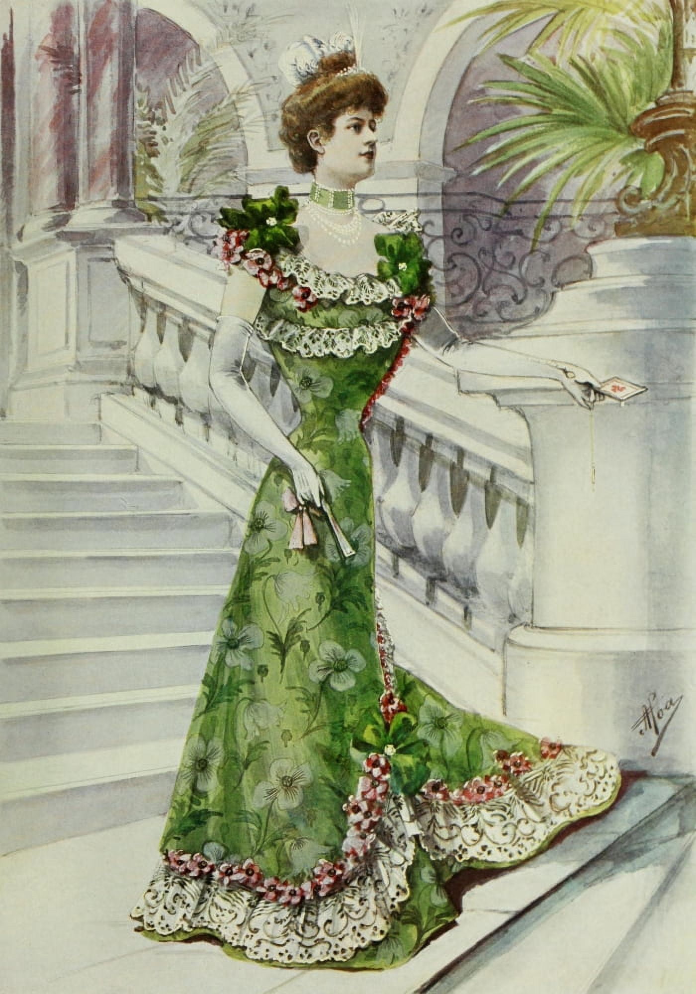Latest Paris Fashions 1877 Robe de Diner 1 Canvas Art - Unknown (24 x 36)