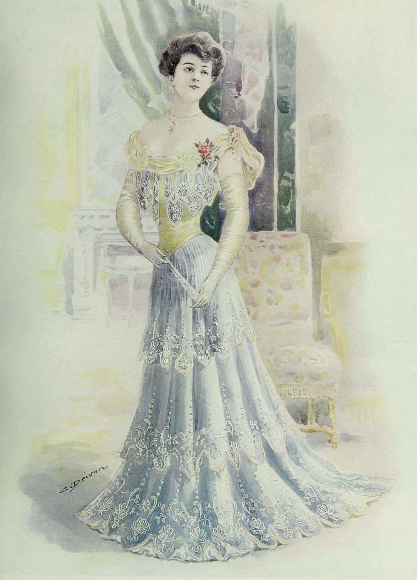 Latest Paris Fashions 1877 Robe de Diner 2 Canvas Art - Unknown (24 x 36)