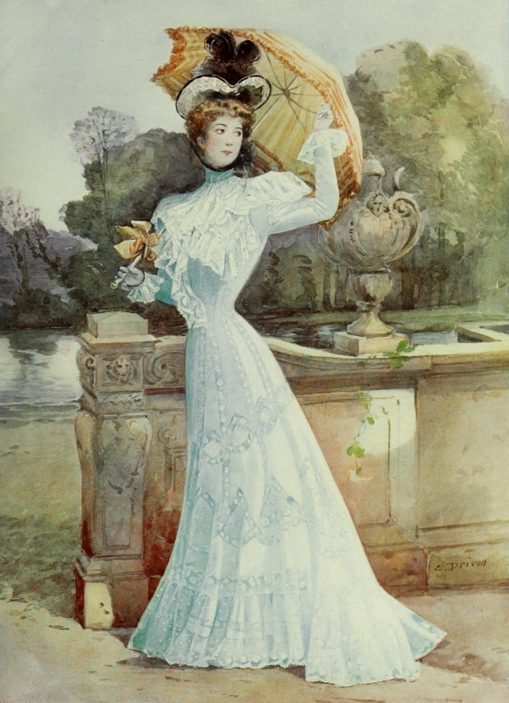 Latest Paris Fashions 1877 Robe de Garden Party Canvas Art - Unknown (18 x 24)