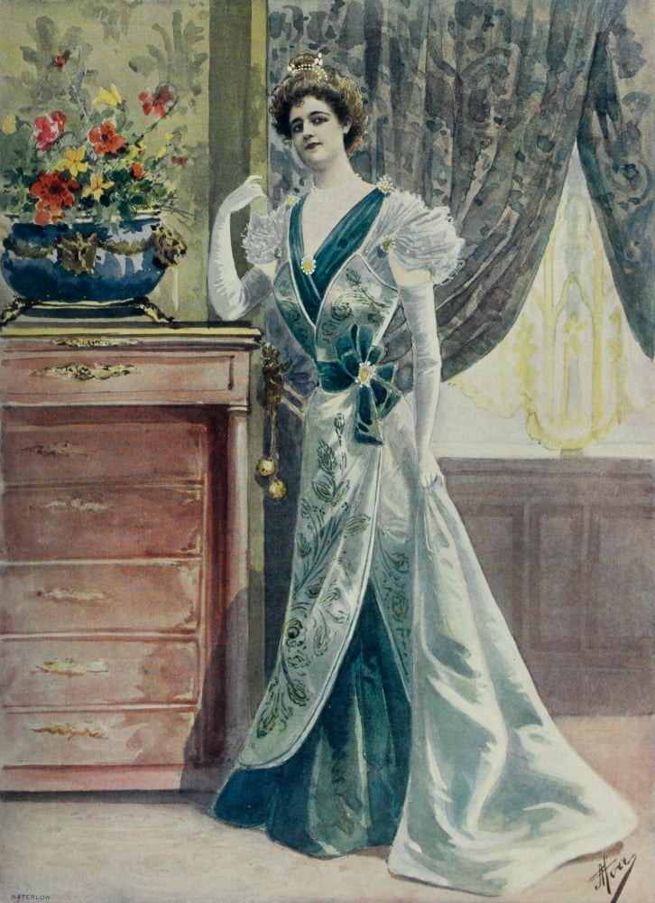 Latest Paris Fashions 1877 Toilette de Diner 2 Canvas Art - Unknown (18 x 24)