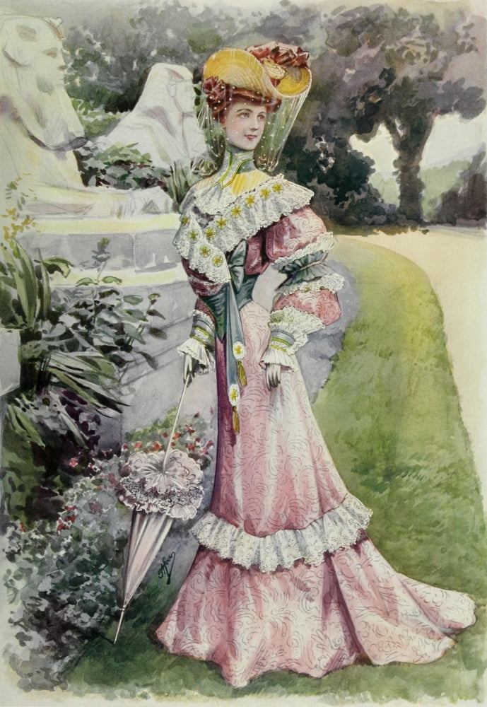 Latest Paris Fashions 1877 Toilette de Garden Party 2 Canvas Art - Unknown (18 x 24)