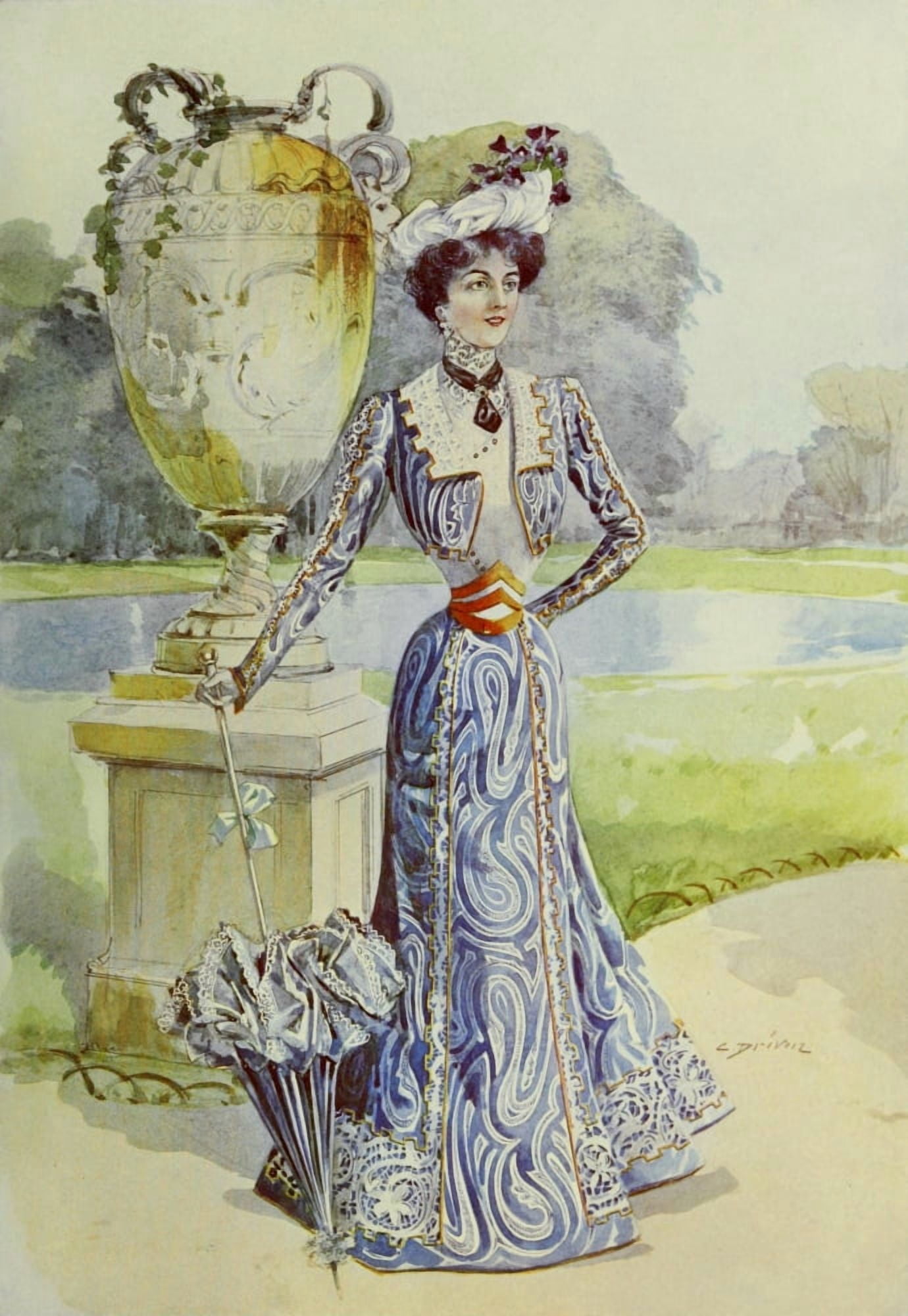 Latest Paris Fashions 1877 Toilette de Garden  Party Canvas Art - Unknown (24 x 36)