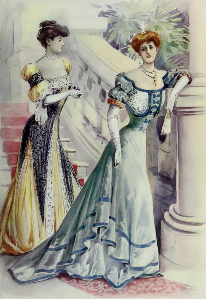 Latest Paris Fashions 1877 Toilette de Soiree Canvas Art - Unknown (24 x 36)