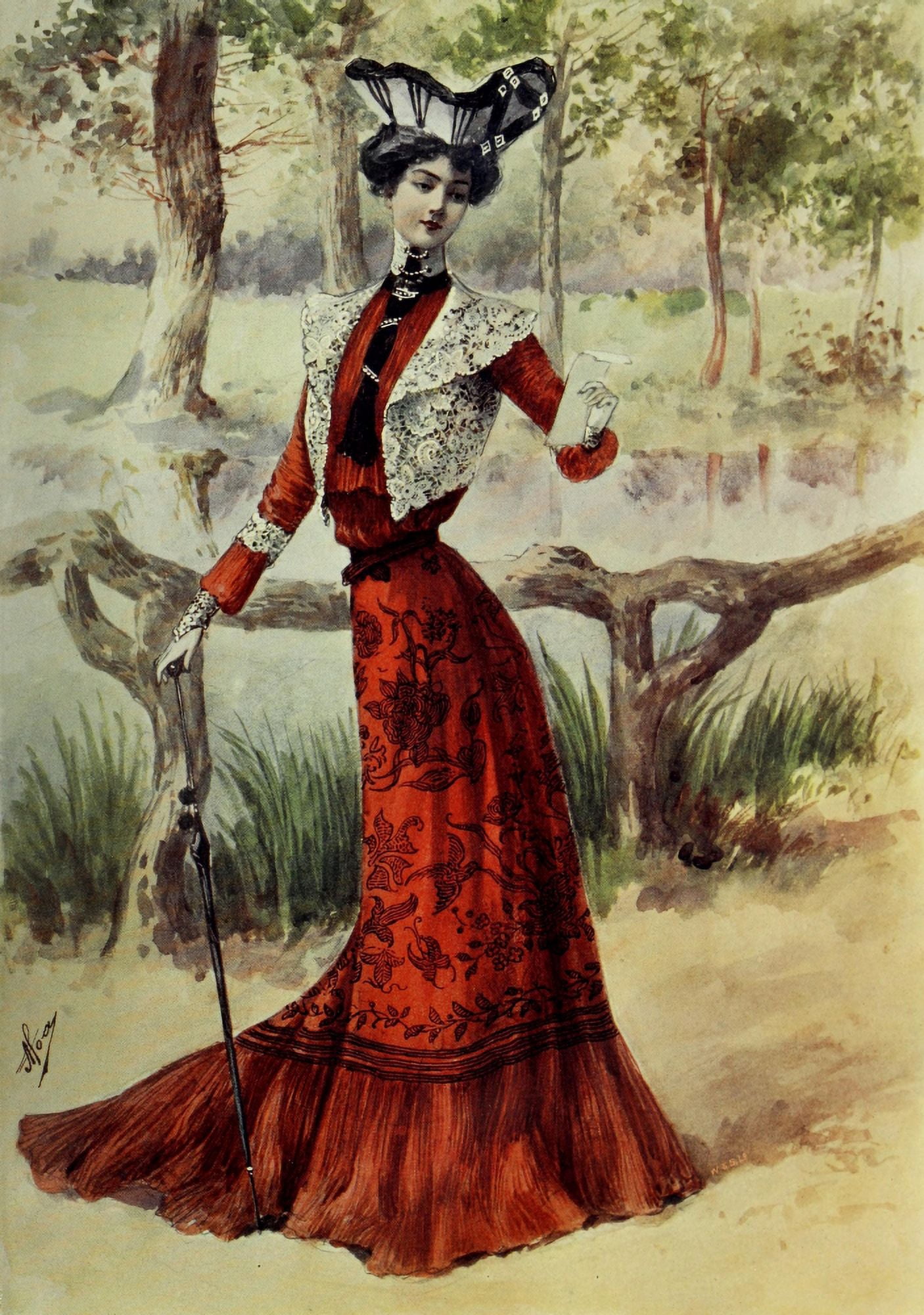 Latest Paris Fashions 1877 Toilette de Visite pour lAutomne Canvas Art - Unknown (18 x 24)