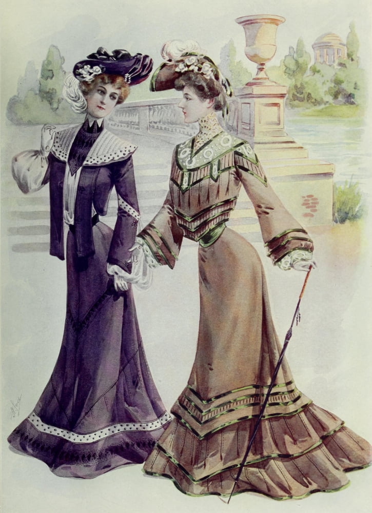 Latest Paris Fashions 1877 Toilettes DAutomne Canvas Art - Unknown (24 x 36)